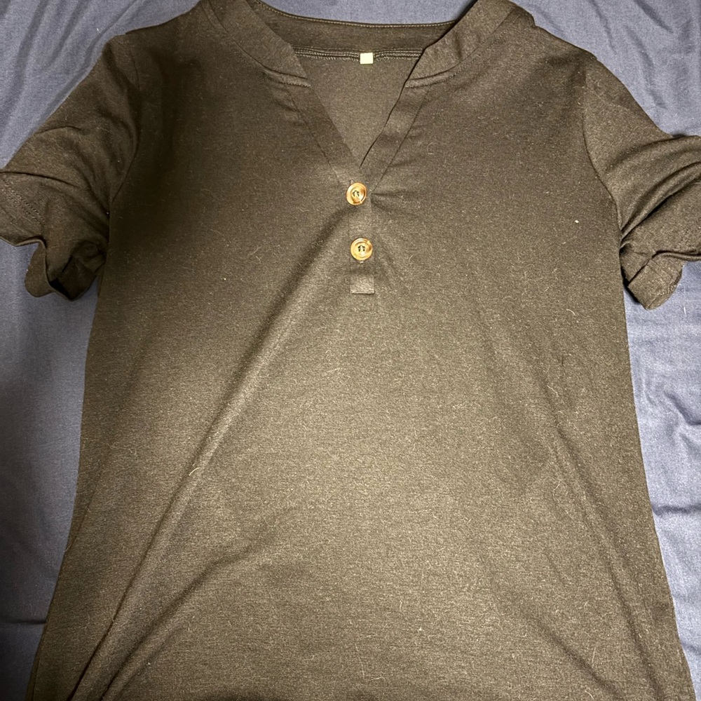 Womens Black V-Neck Shirt